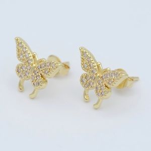 Gold Dainty Butterfly Stud Earrings